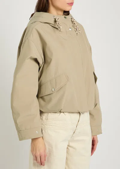 Moncler Eucalyptus Hooded Jacket Drawstring Front Pockets In Neutral