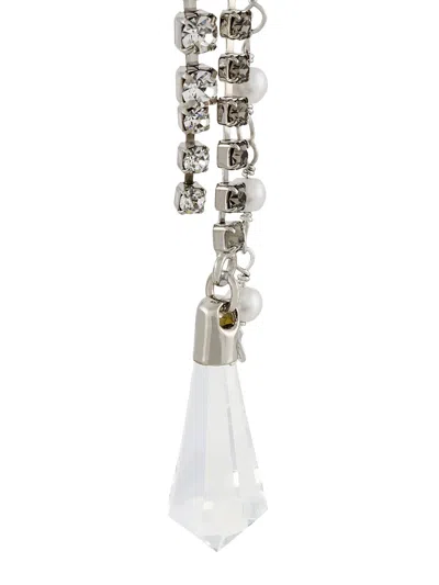 Msgm Drop Chain Earrings In Brown