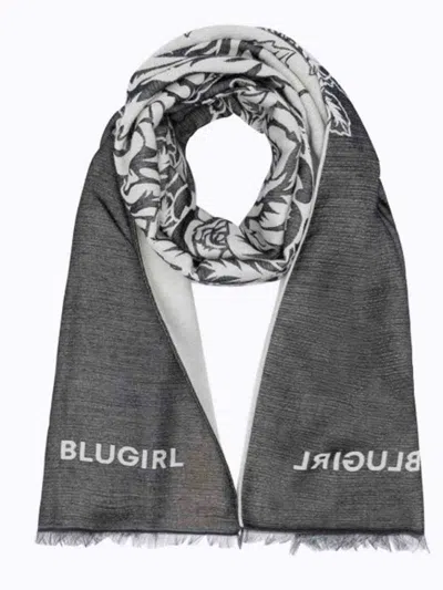 Blugirl Floral Print Scarf In Gray