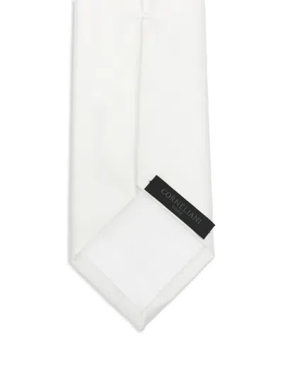 Corneliani Solid Color Tie In Pearl White In White
