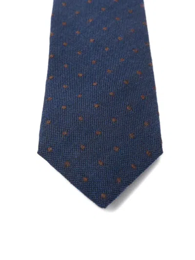 Corneliani Wool Tie With Geometric Pattern In Blue