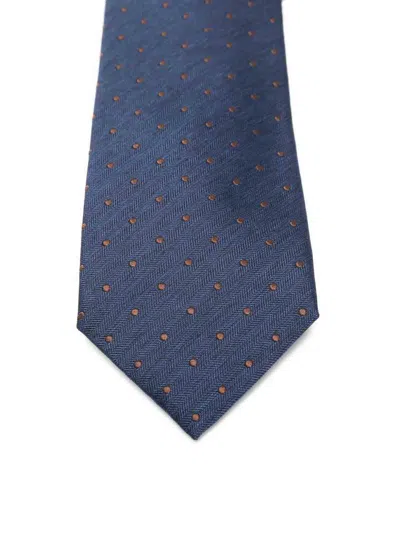 Corneliani Blue Tie With Small Geometric Patterns  In Blue