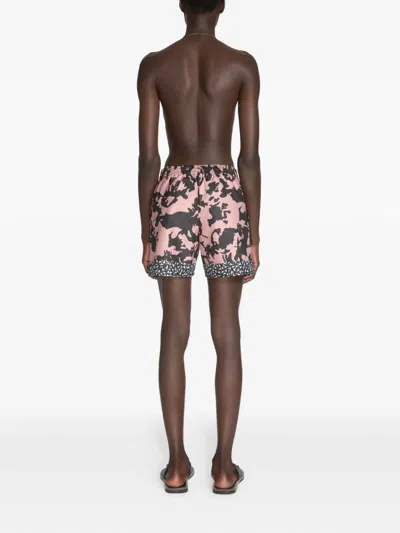 Dries Van Noten Abstract Floral Polyamide Geometric Trim Swim Shorts In Multi