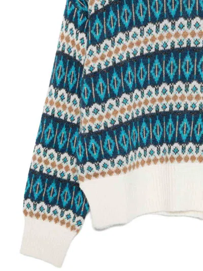 Liu •jo Patterned Turtleneck Sweater In Blue