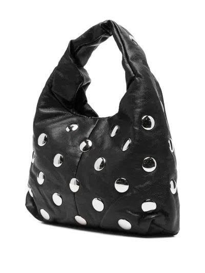 Msgm Studded Shoulder Bag In Black