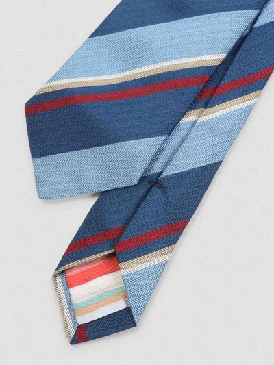 Paul Smith Horizontal Stripe Tie Regular Width Design In Blue