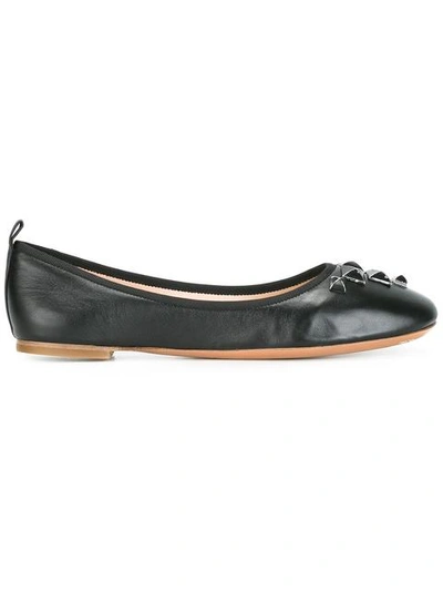 Marc Jacobs Cleo Studded Leather Ballerina Flats In Black