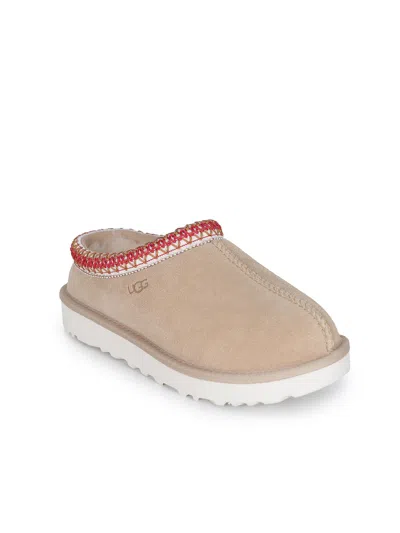 Ugg Tasman Ii Beige Mules With Round Toe And Embroidered Detail In Leather Woman In Neutral