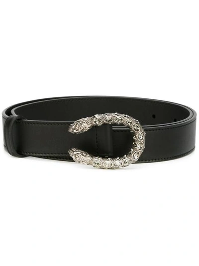 Shop Gucci Tiger Head Buckle Belt