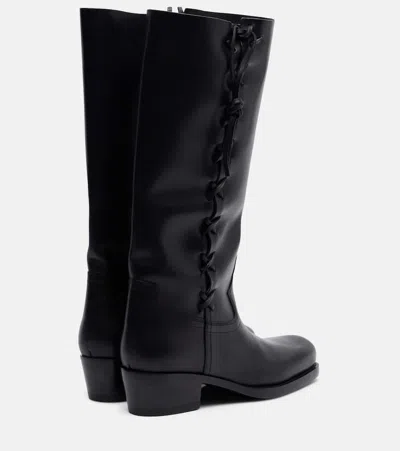 Paris Texas Black Calf Leather Bos Taurus Lace-up Boots In Multi