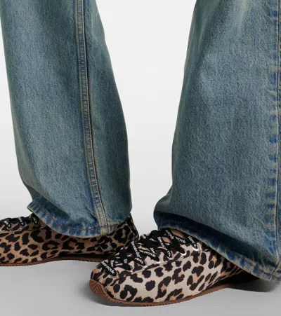 Ganni Ballet-inspired Lace-up Sandals With 0.7 Cm Heel In Black