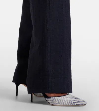 Manolo Blahnik Carolyne 70 Raffia Slingback Pumps In White