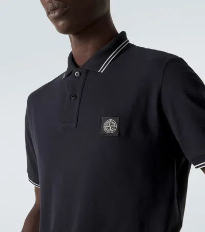 Stone Island Mens Black Brand-patch Regular-fit Stretch-cotton Polo Shirt Xl In Black