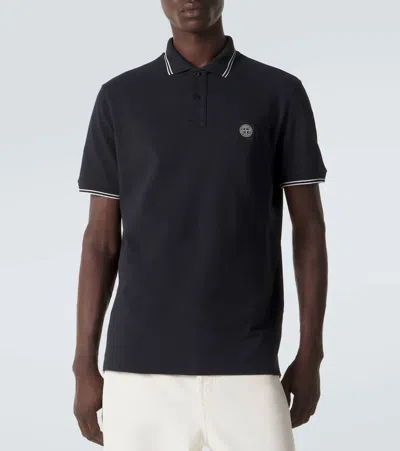 Stone Island Mens Black Brand-patch Regular-fit Stretch-cotton Polo Shirt Xl In Black