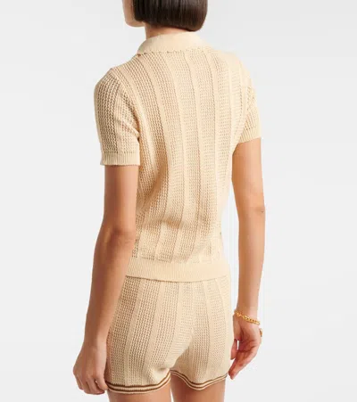 Valentino Embroidered Cotton Knit Polo Woman Ivory Xs In Neutral