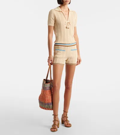 Valentino Embroidered Cotton Knit Polo Woman Ivory Xs In Neutral
