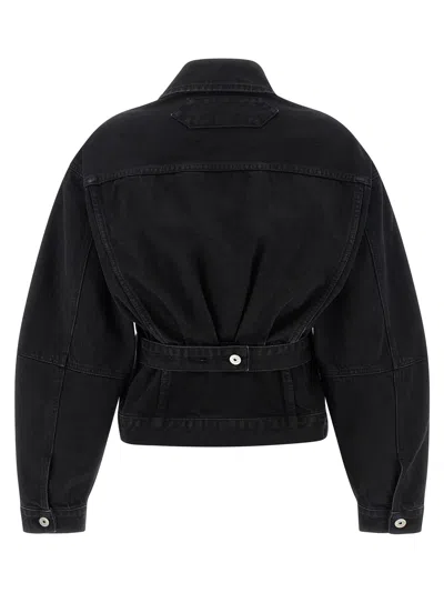 Jacquemus La Veste De Nimes Black Jacket With Rear Belt In Denim Woman In Black