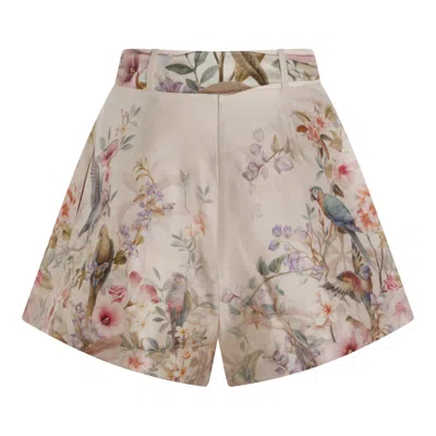 Zimmermann Rebellion Multicolor Shorts With Bow On The Front And All-over Floral Motif In Cotton And Silk Woman