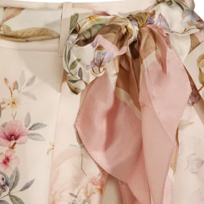 Zimmermann Rebellion Multicolor Shorts With Bow On The Front And All-over Floral Motif In Cotton And Silk Woman
