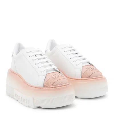 Casadei Low Top Sneakers With Contrast Platform Sole In White