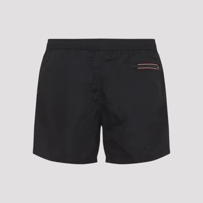 Moncler Logo Patch Detail Elastic Waist Swim Shorts In Black