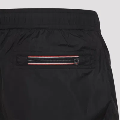 Moncler Logo Patch Detail Elastic Waist Swim Shorts In Black