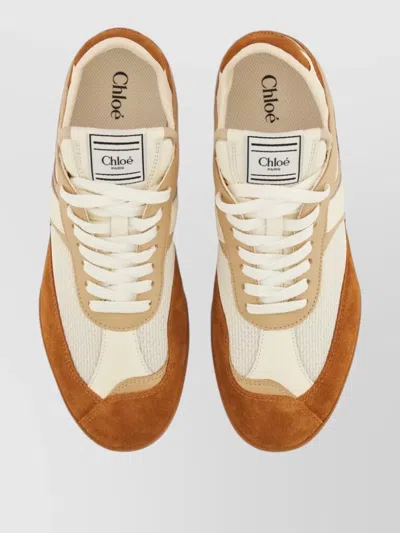 Chloé Chloe Chloe Kick Brown And White Sneakers In Mesh And Leather Women In White