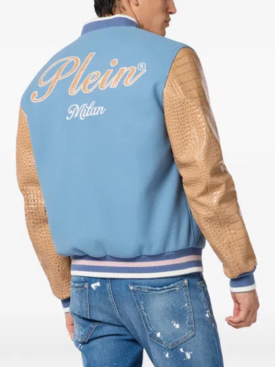 Philipp Plein Blue Bomber Jacket In Multi