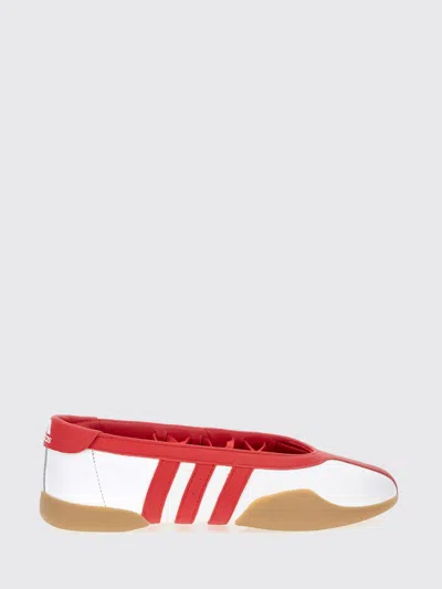 Adidas Originals Taekwondo Mei Leather Ballerina Shoes Contrast Trim In Red