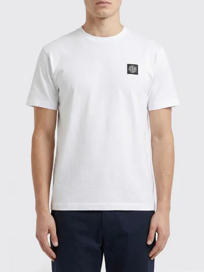 Stone Island Slit Fit Cotton Jersey T-shirt With Patch Logo In White