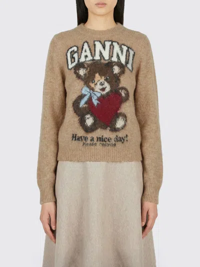 Ganni Printed Alpaca Wool Blend Sweater In Neutral