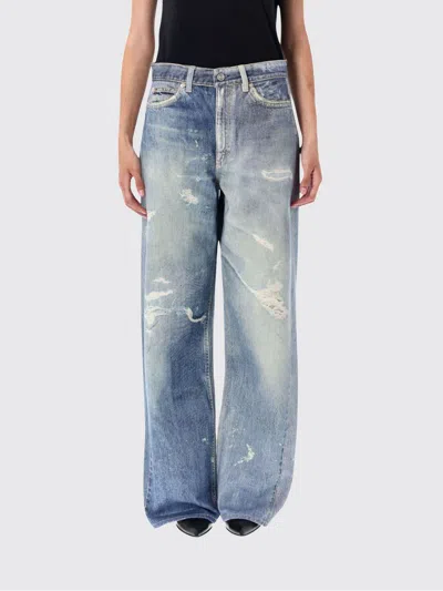 Our Legacy High Waist Boyfriend Jeans With Distressed Finish In Blue
