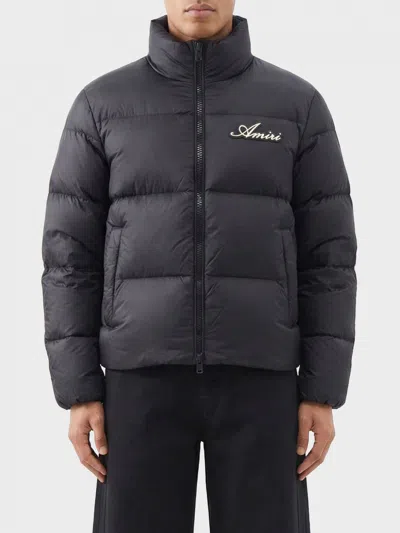 Amiri Bones Patch High Collar Puffer Jacket In Black