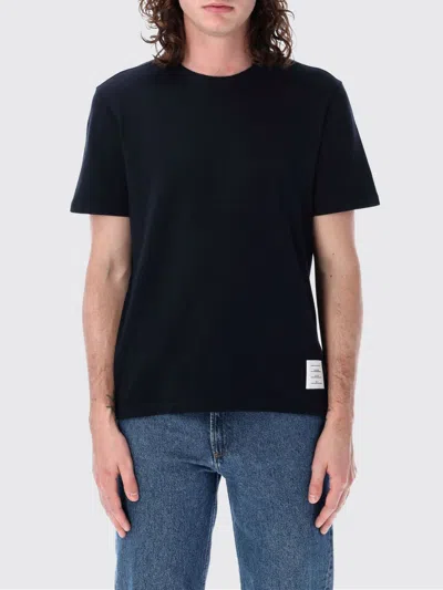 Thom Browne Navy Blue Logo Patch T-shirt In Blue