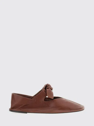 Hereu Brown Llasada Supple Shiny Ballerina Flats In Brown