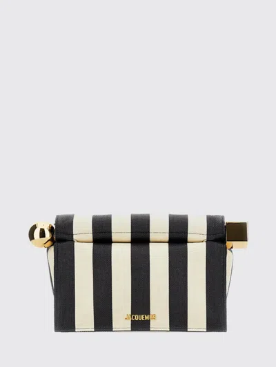 Jacquemus Striped Patchwork Raffia Fold-over Clutch In Red