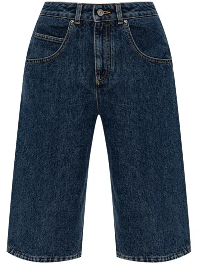 Givenchy Curved Side Denim Bermuda In Blue