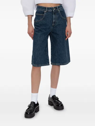 Givenchy Curved Side Denim Bermuda In Blue