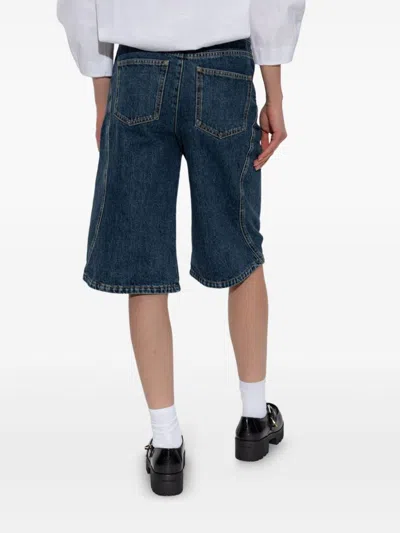 Givenchy Curved Side Denim Bermuda In Blue