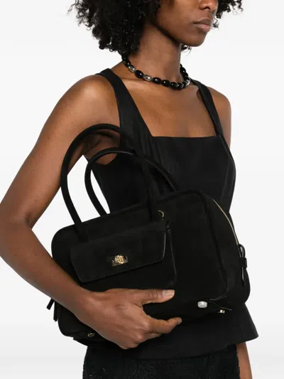 Sandro Womens Black Ezmeh Suede Top-handle Bag In Black