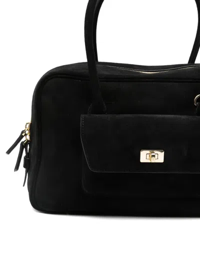 Sandro Womens Black Ezmeh Suede Top-handle Bag In Black