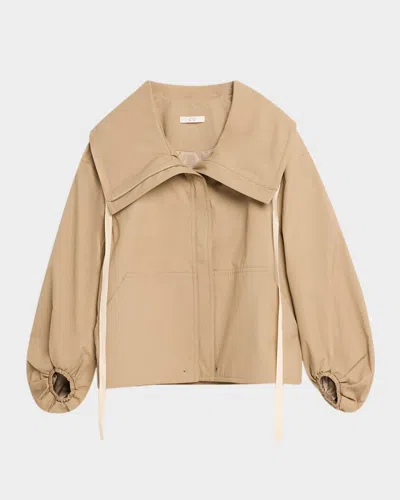 Co Rolled Llar Tton Twill Oversized Jacket In Neutral