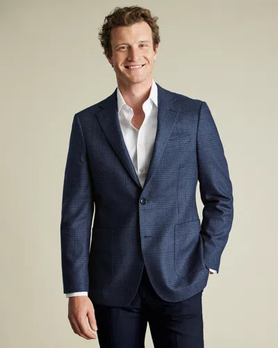 Charles Tyrwhitt Wool Twill Silk Jacket In Blue