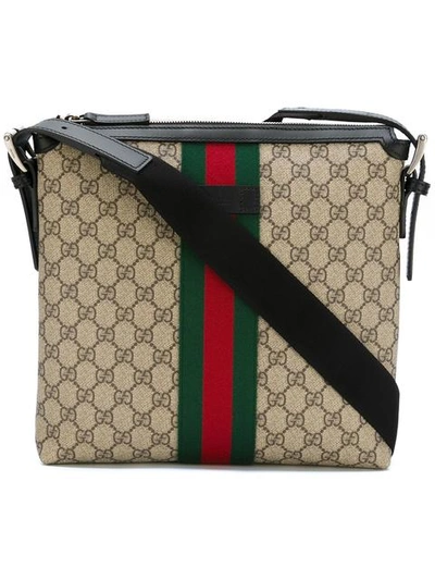 Gucci 'web Gg Supreme' Messenger Bag In Tan