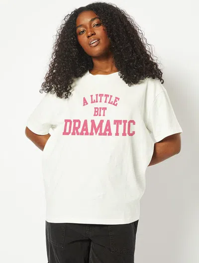 Skinnydip London Mean Girls X Skinnydip A Little Bit Dramatic Ecru Oversized T-shirt In White