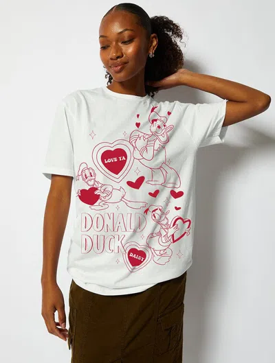 Skinnydip London Disney Donald Duck Love T-shirt In Ecru In White
