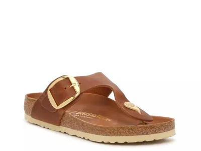 Birkenstock Gizeh Big Buckle Oiled Leather Sandals In Brown