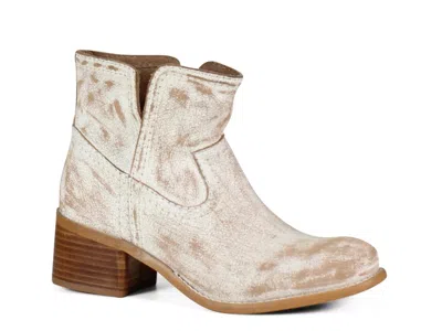 Diba True Walnut Grove Distressed Leather Pull-on Western Bootie In White