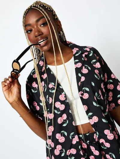 Skinnydip London Disco Cherry Shirt In Black In Multi