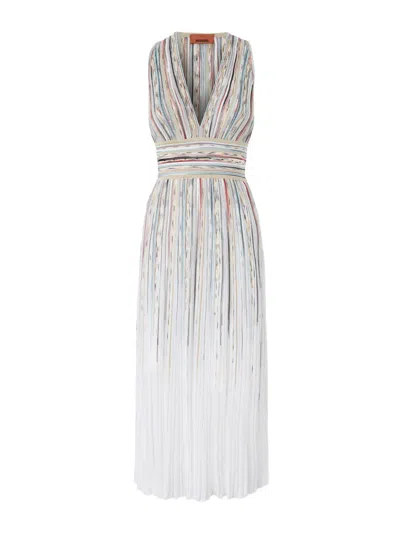 Missoni Striped Knit Midi Dress Empire Waist In Multi